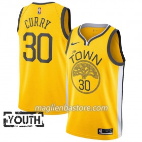 Maglia NBA Golden State Warriors Stephen Curry 30 2018-19 Nike Giallo Swingman - Bambino